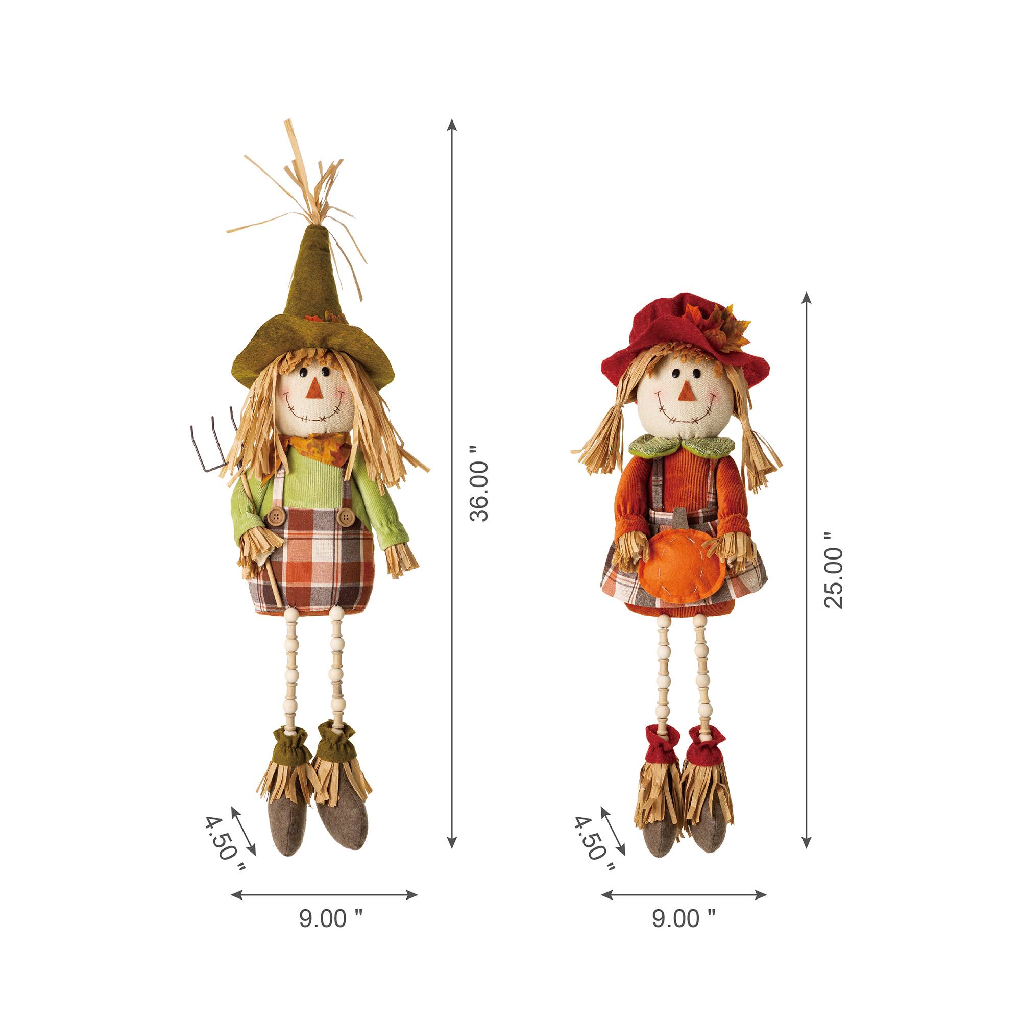 Glitzhome® Fall Fabric Scarecrow Shelf Sitters Set